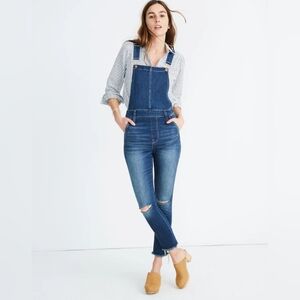 Madewell Roadtripper Distressed Overalls in Brodie Wash